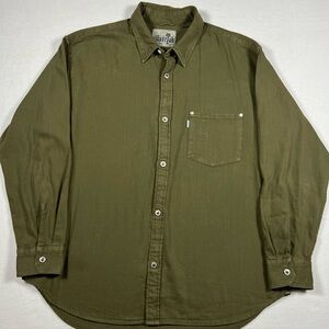 Vintage Y2K Levis Silvertab Green Oversized Shirt Metal Button Mens Size XXL